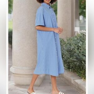 The Drop Women's Marla Drop-Shoulder Short-Sleeve Midi Shirt Dress